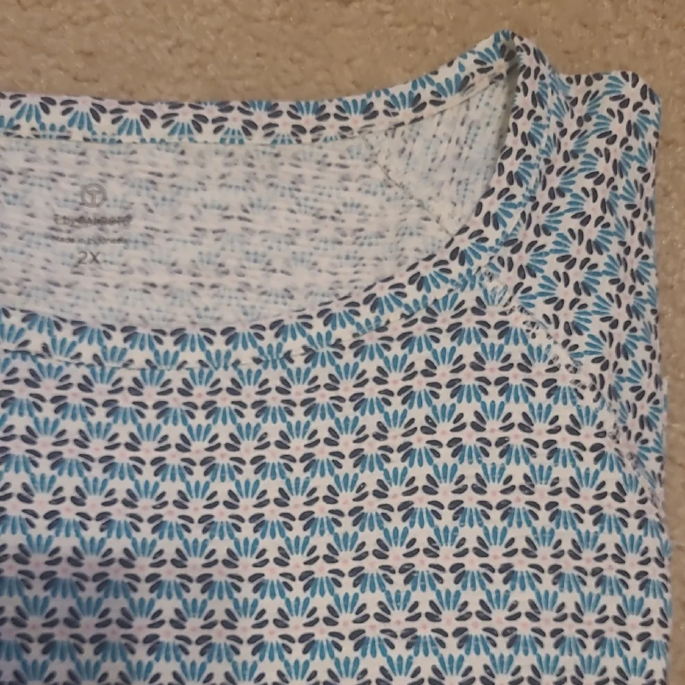 Talbots Blue and White Floral Top